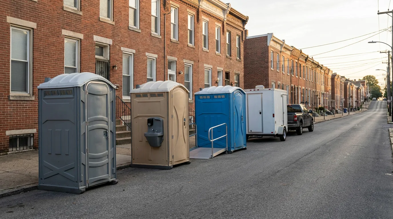 Restroom rental options compared: standard, deluxe, ADA and towable trailer